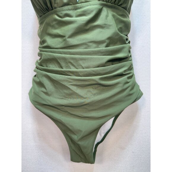Charmo Women Halter One Piece Swimsuit Padded Tummy Control Sz S Green Sleeveles - Picture 8 of 10
